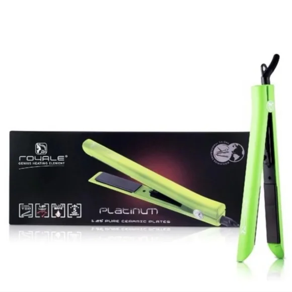 Royale Platinum Genius Heating Hair Straightener Pure Ceramic Plates 1.25" Lime - Picture 1 of 11
